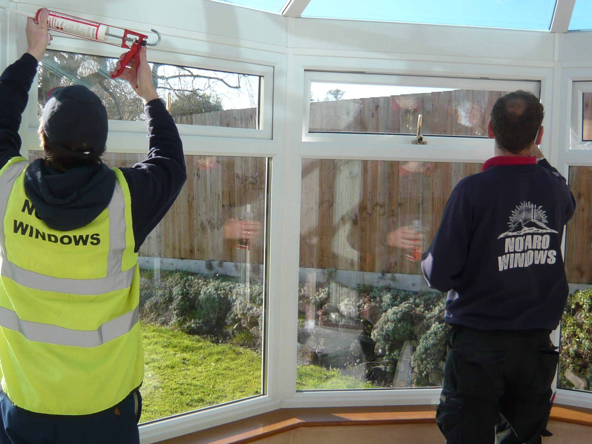 Notaro workers building a Victorian-style conservatory in Somerset